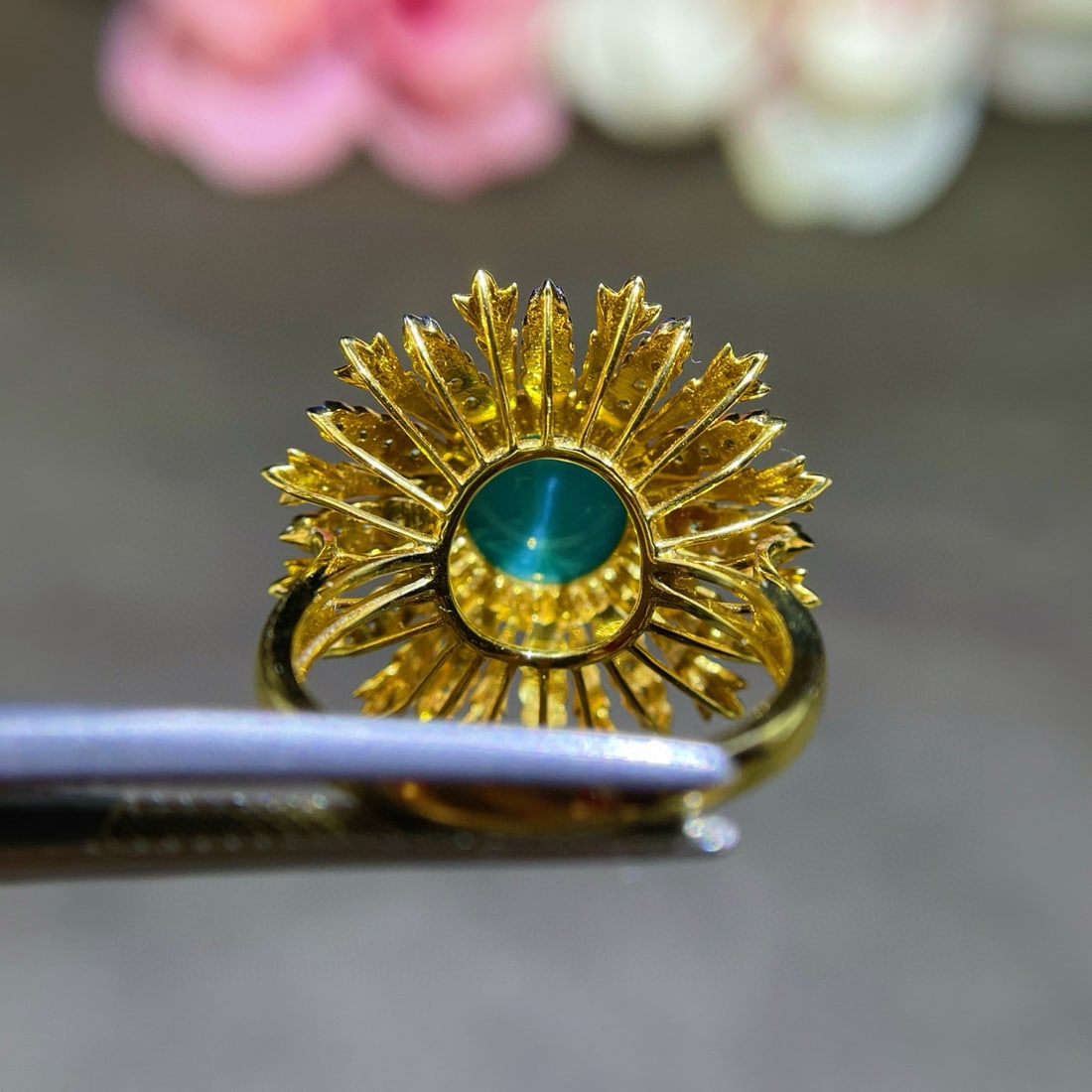 14k Gold 1.94 Ctw Natural Blue Turquoise & Diamond Ring - 5