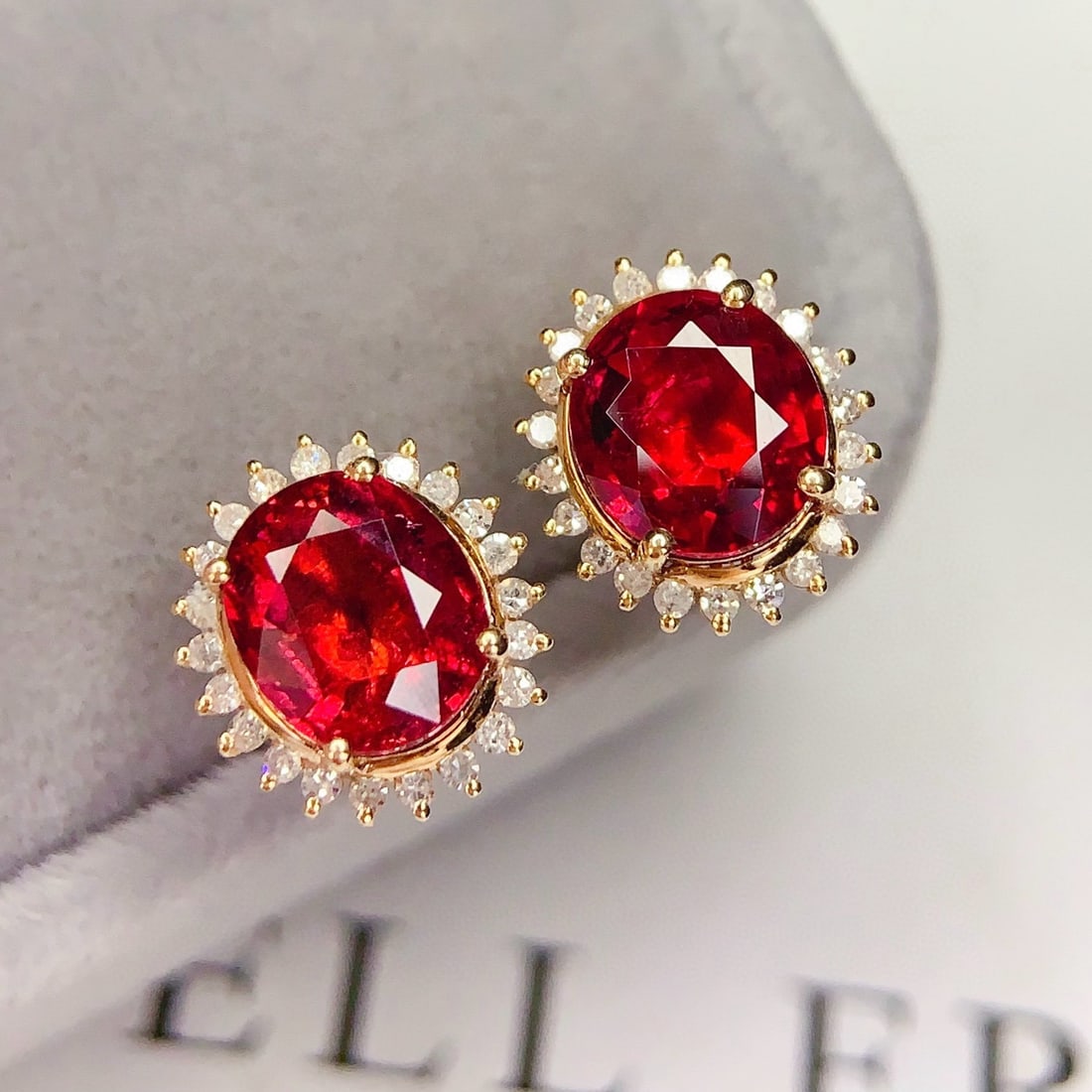 14k Gold 3.8 Ct Natural Tourmaline & Diamond Earrings - 2