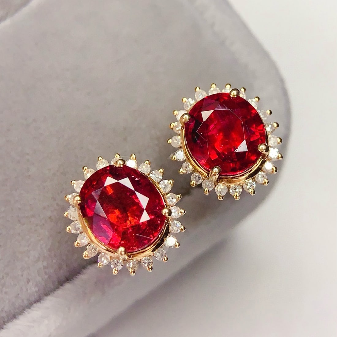 14k Gold 3.8 Ct Natural Tourmaline & Diamond Earrings - 5