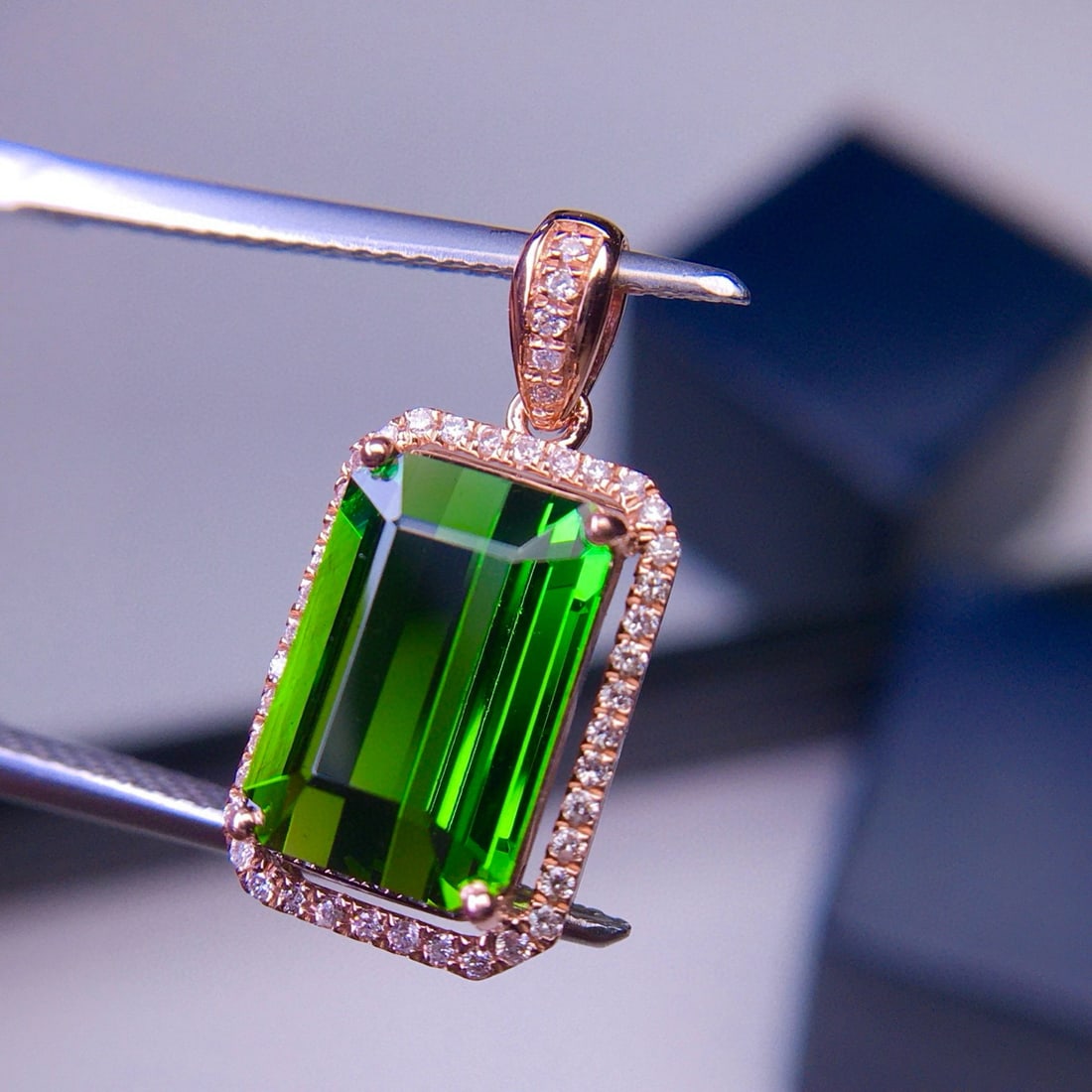 14k Gold 5.32 Ct Natural Tourmaline & Diamond Pendant( Without Chain ) - 6