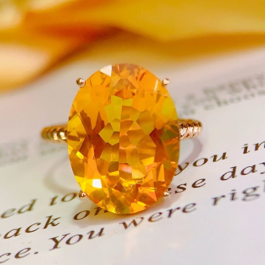 14k Gold 8.2 Ct Natural Citrine Ring - 2