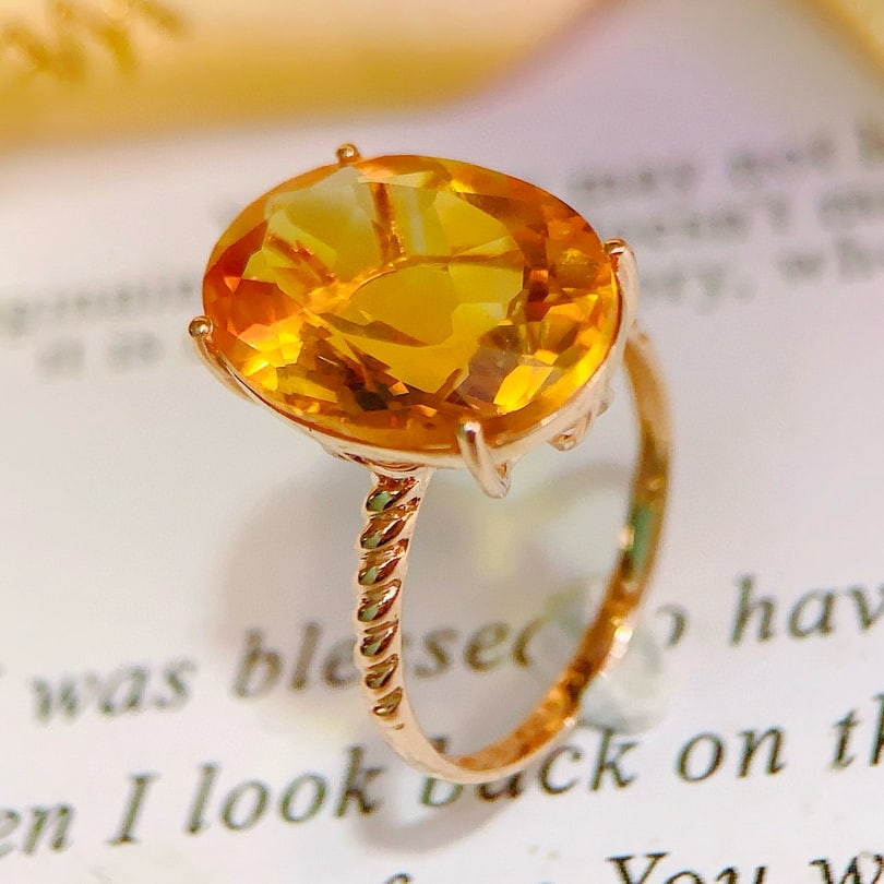 14k Gold 8.2 Ct Natural Citrine Ring - 3