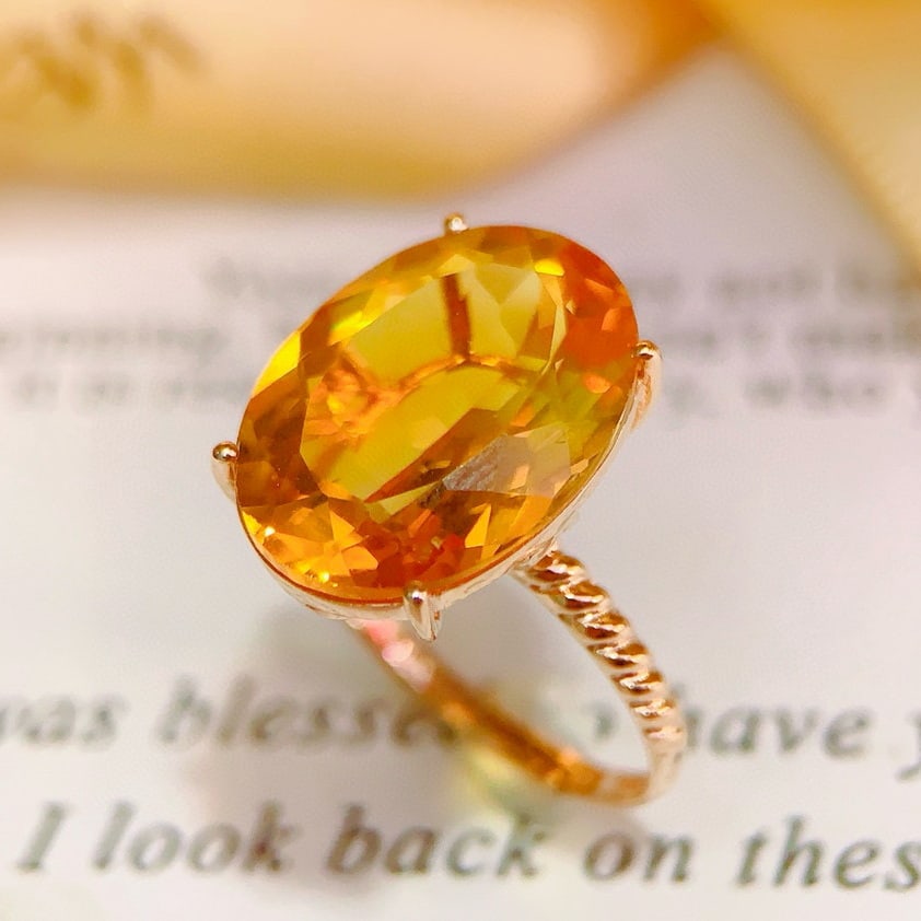 14k Gold 8.2 Ct Natural Citrine Ring - 4
