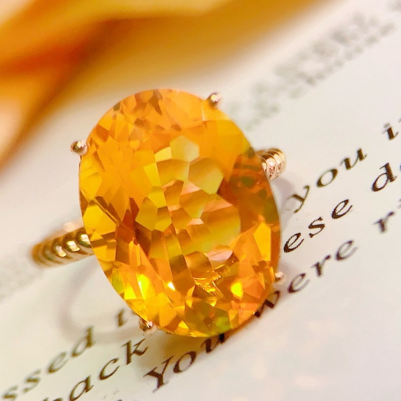 14k Gold 8.2 Ct Natural Citrine Ring - 6
