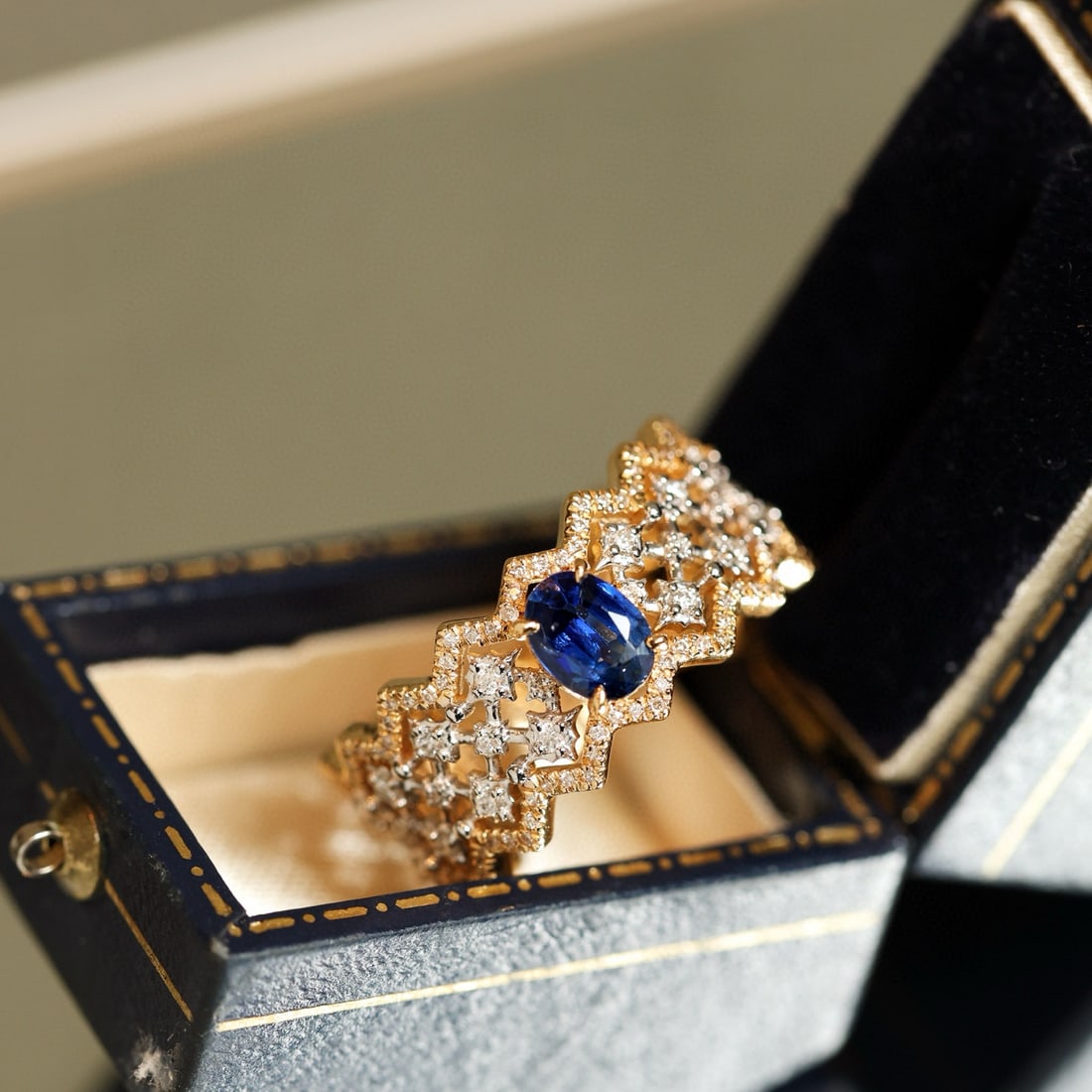 14k Gold 1.05 Ctw Natural Sapphire & Diamond Ring - 2