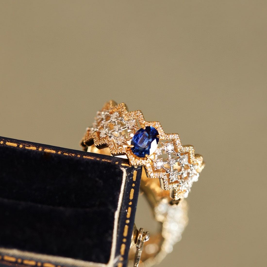 14k Gold 1.05 Ctw Natural Sapphire & Diamond Ring - 3