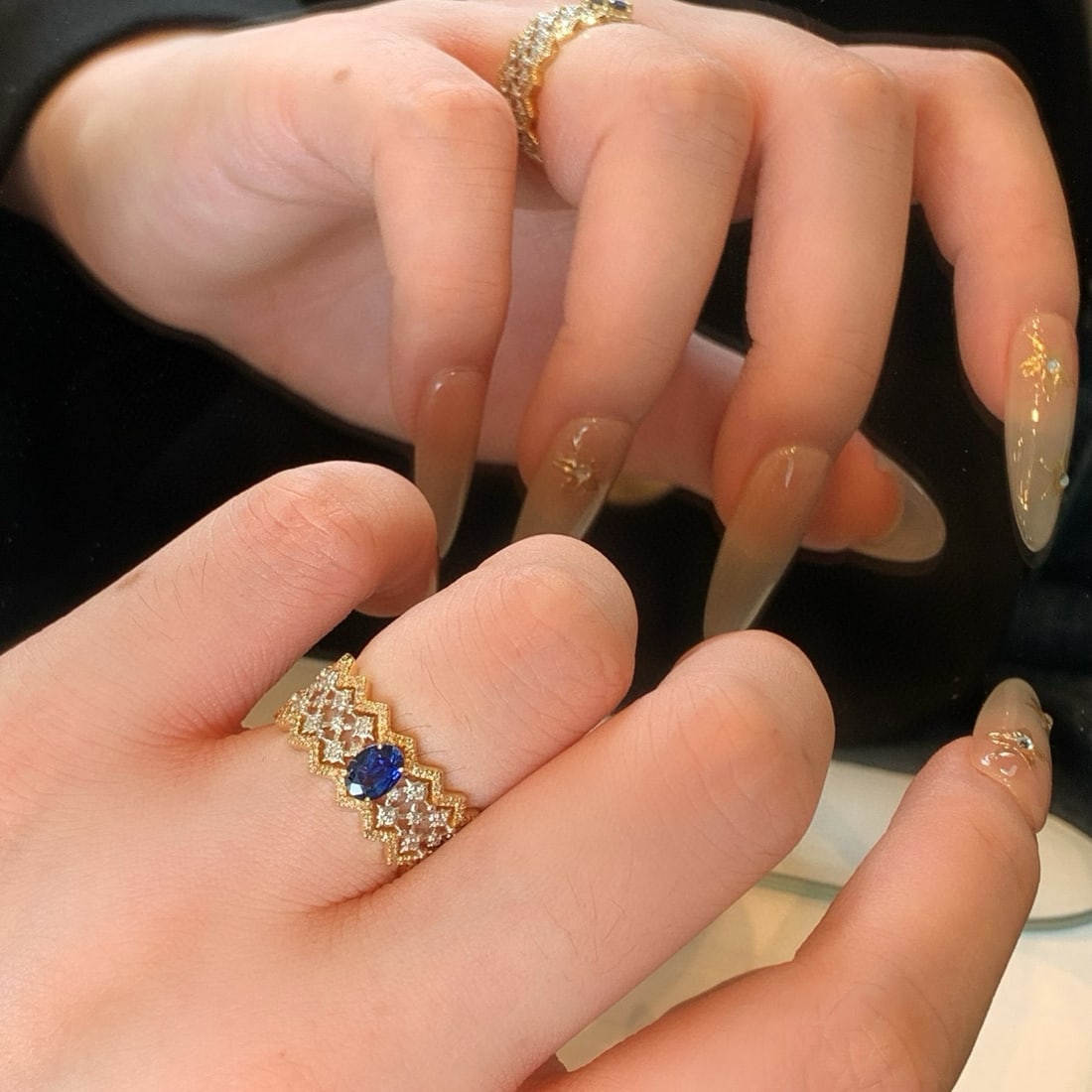 14k Gold 1.05 Ctw Natural Sapphire & Diamond Ring - 5