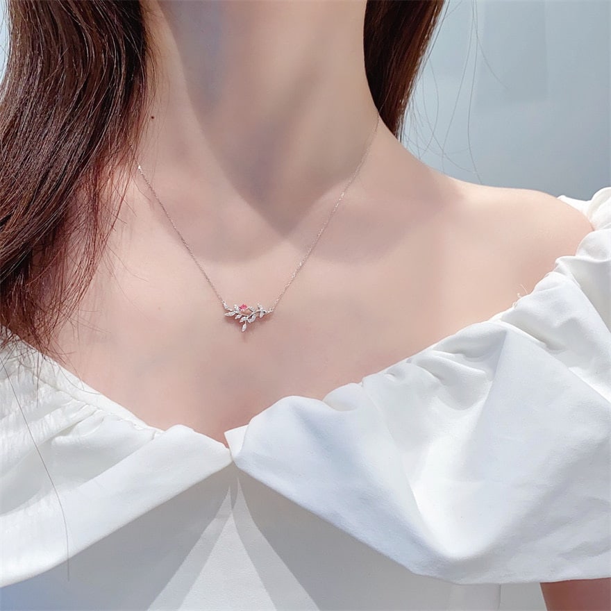 14k Gold 0.20 Ctw Natural Pink Diamond & Diamond Necklace - 4