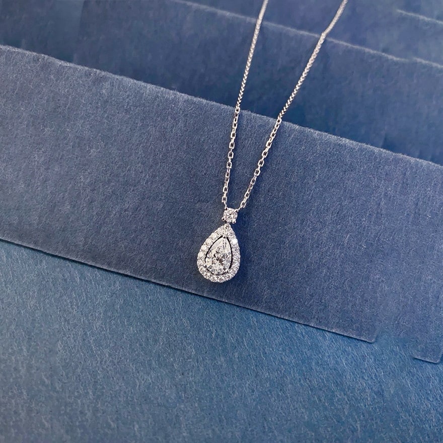 Gia Certified 14k Gold 0.5 Ct Natural H Vs2 Pear Diamond Necklace - 3