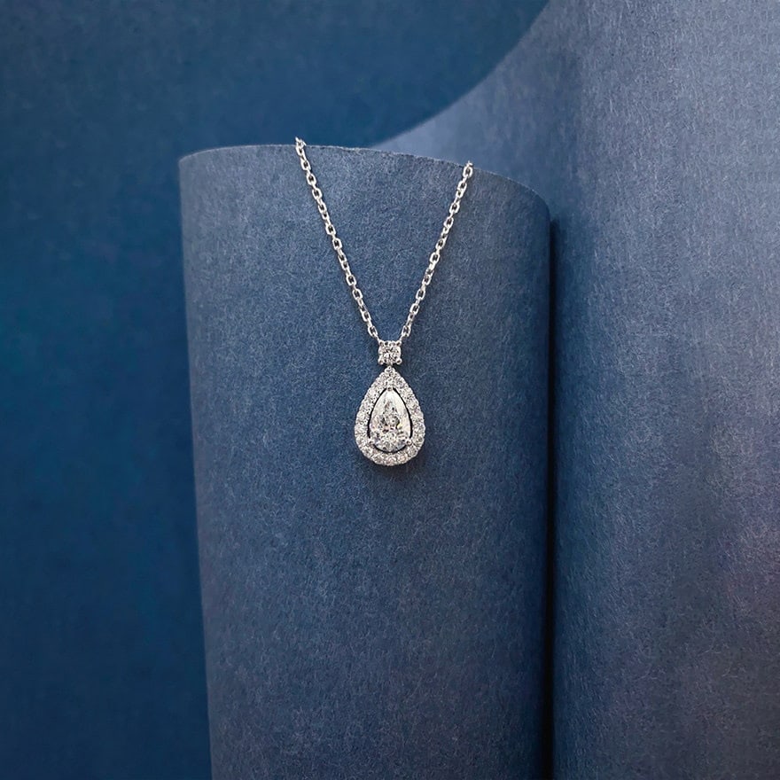 Gia Certified 14k Gold 0.5 Ct Natural H Vs2 Pear Diamond Necklace - 4