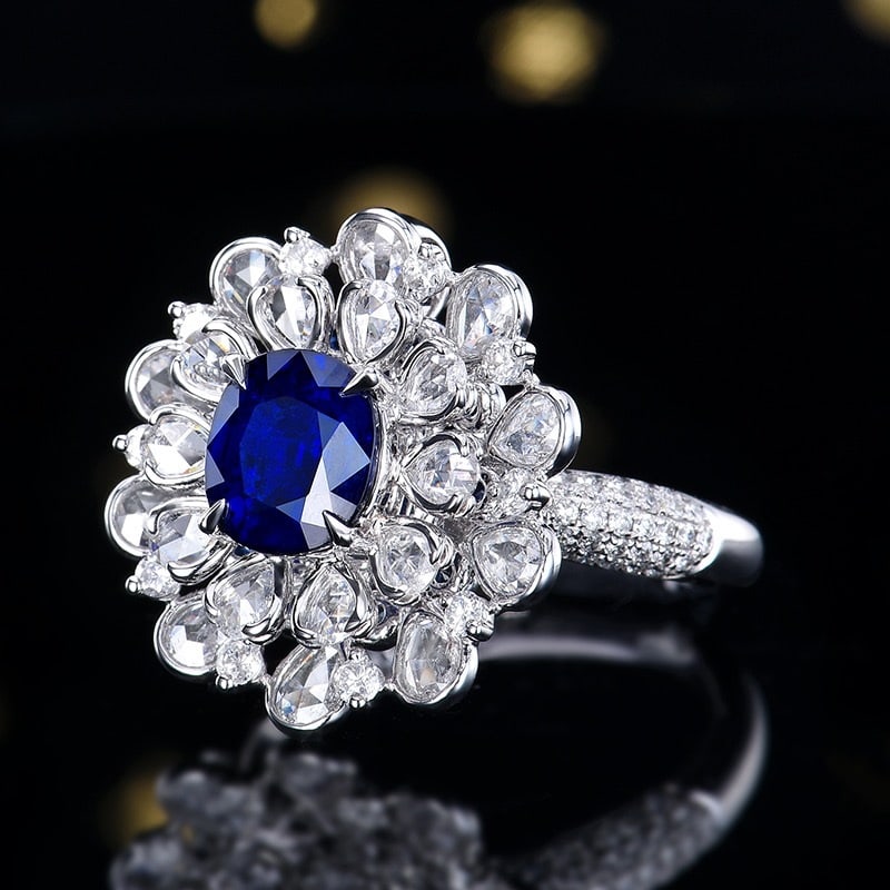 14k Gold 3.22 Ctw Natural Sapphire & Diamond Ring/pendant( Without Chain ) - 2