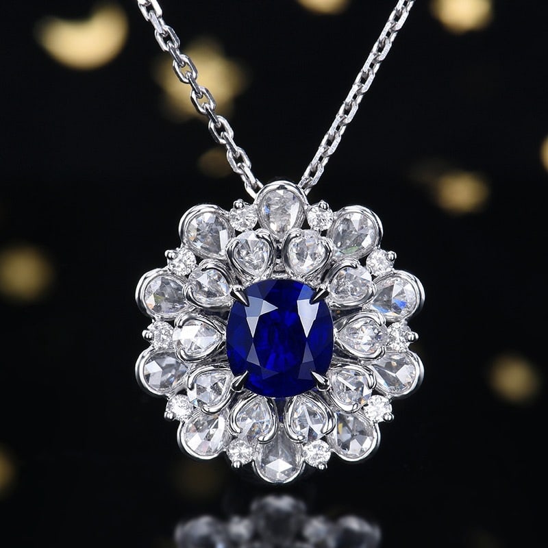 14k Gold 3.22 Ctw Natural Sapphire & Diamond Ring/pendant( Without Chain ) - 4
