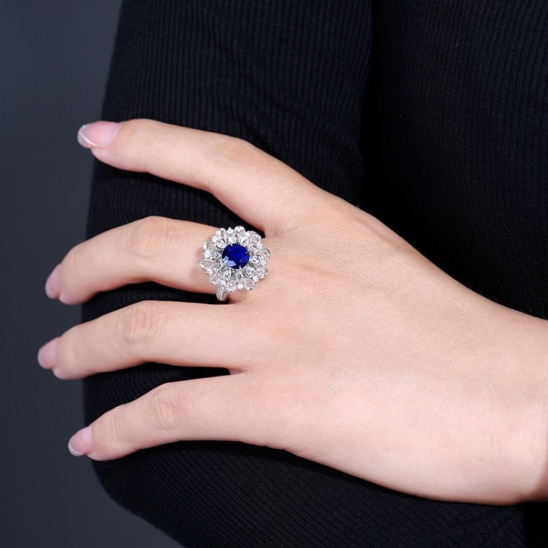 14k Gold 3.22 Ctw Natural Sapphire & Diamond Ring/pendant( Without Chain ) - 7