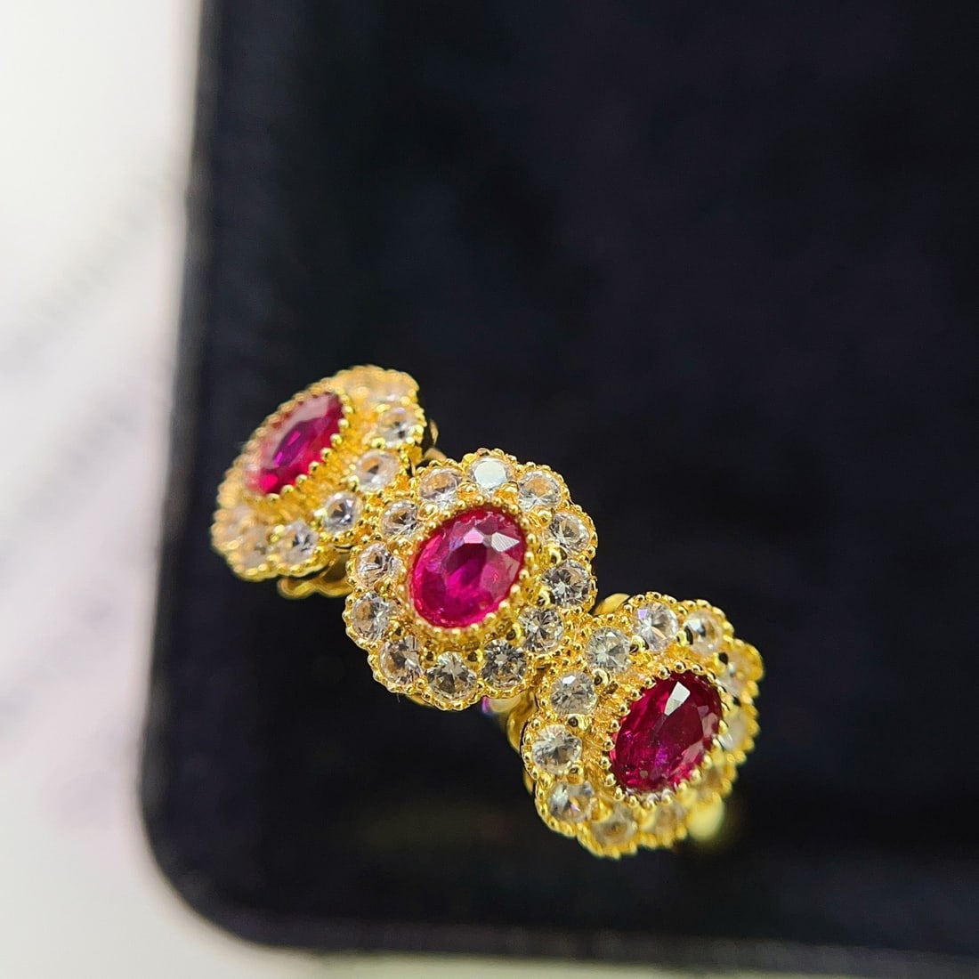 14k Gold 0.80 Ct Natural Ruby & Sapphire Ring - 2