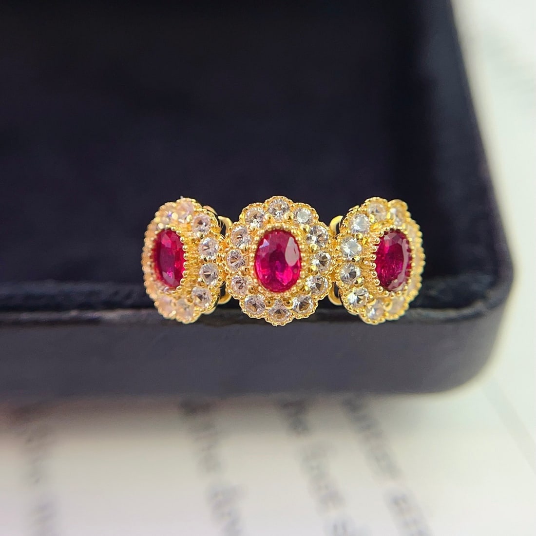 14k Gold 0.80 Ct Natural Ruby & Sapphire Ring - 4