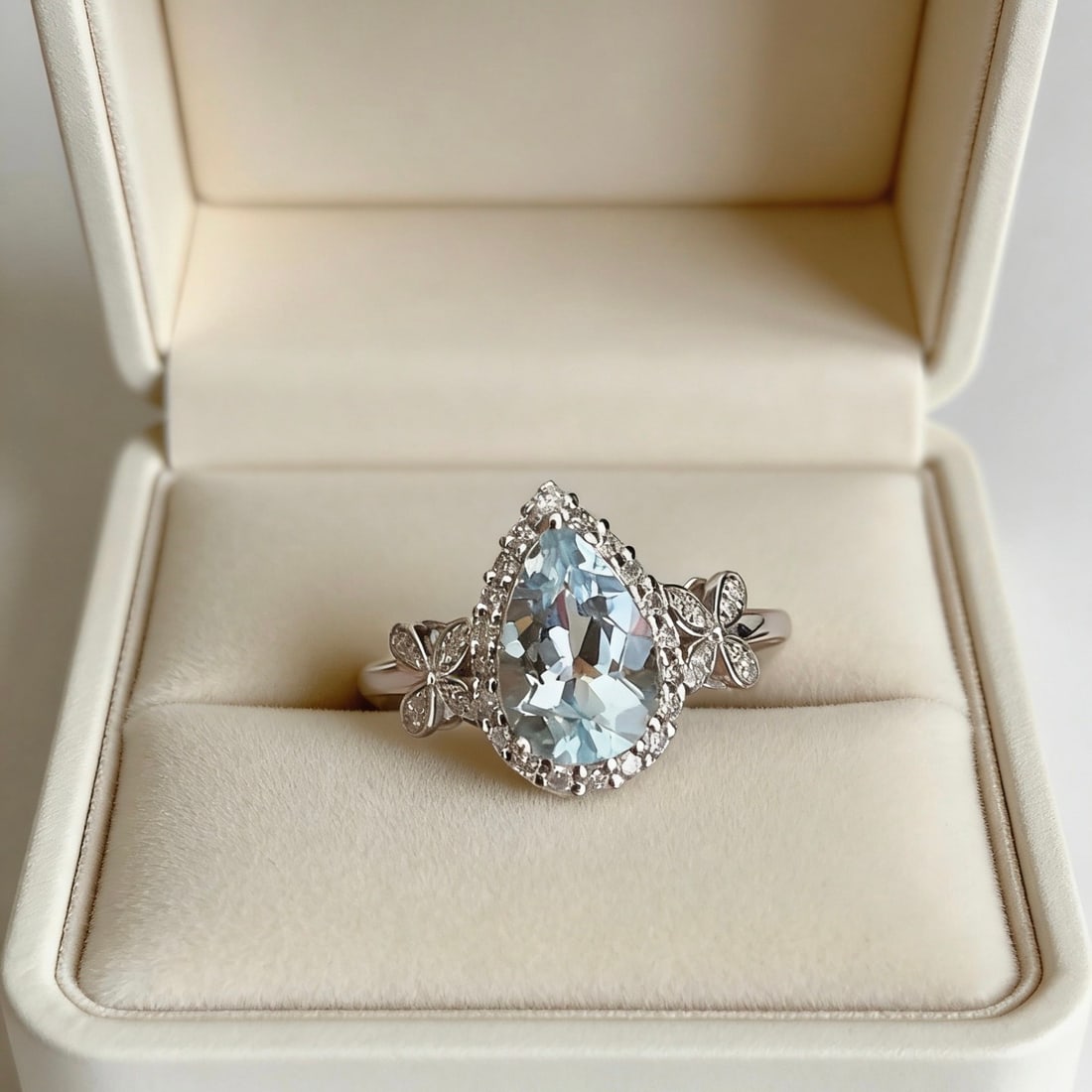 14k Gold 1.2 Ct Natural Aquamarine & Diamond Ring - 5