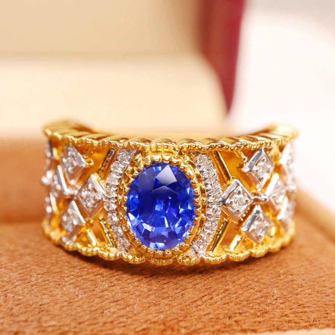 14k Gold 1.07 Ctw Natural Sapphire & Diamond Ring - 3