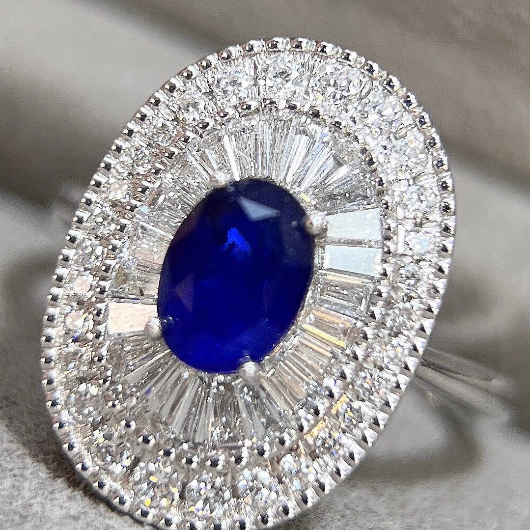 14k Gold 2.87 Ctw Natural Sapphire & Lab Grown Diamond Ring - 3