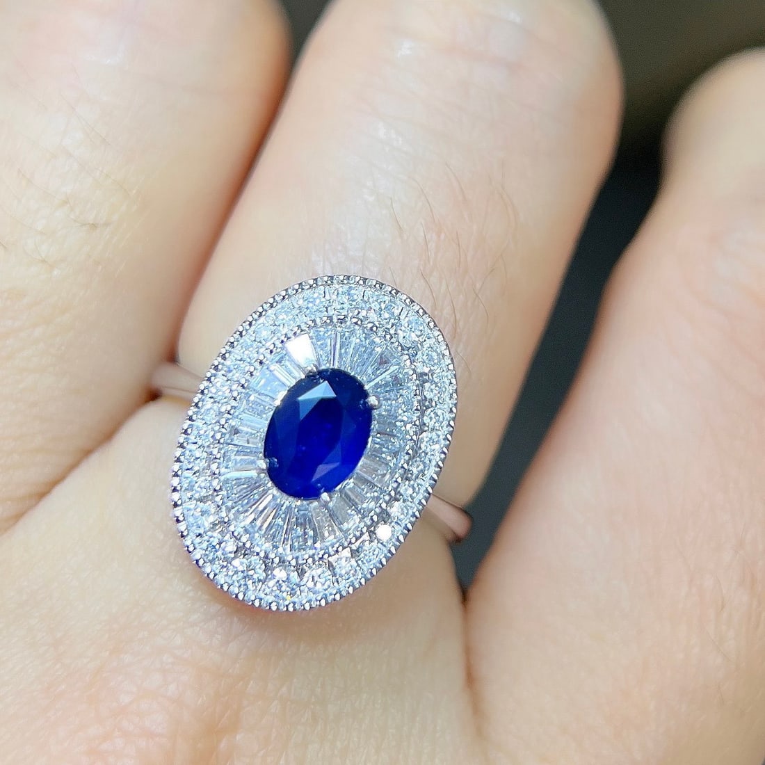 14k Gold 2.87 Ctw Natural Sapphire & Lab Grown Diamond Ring - 5