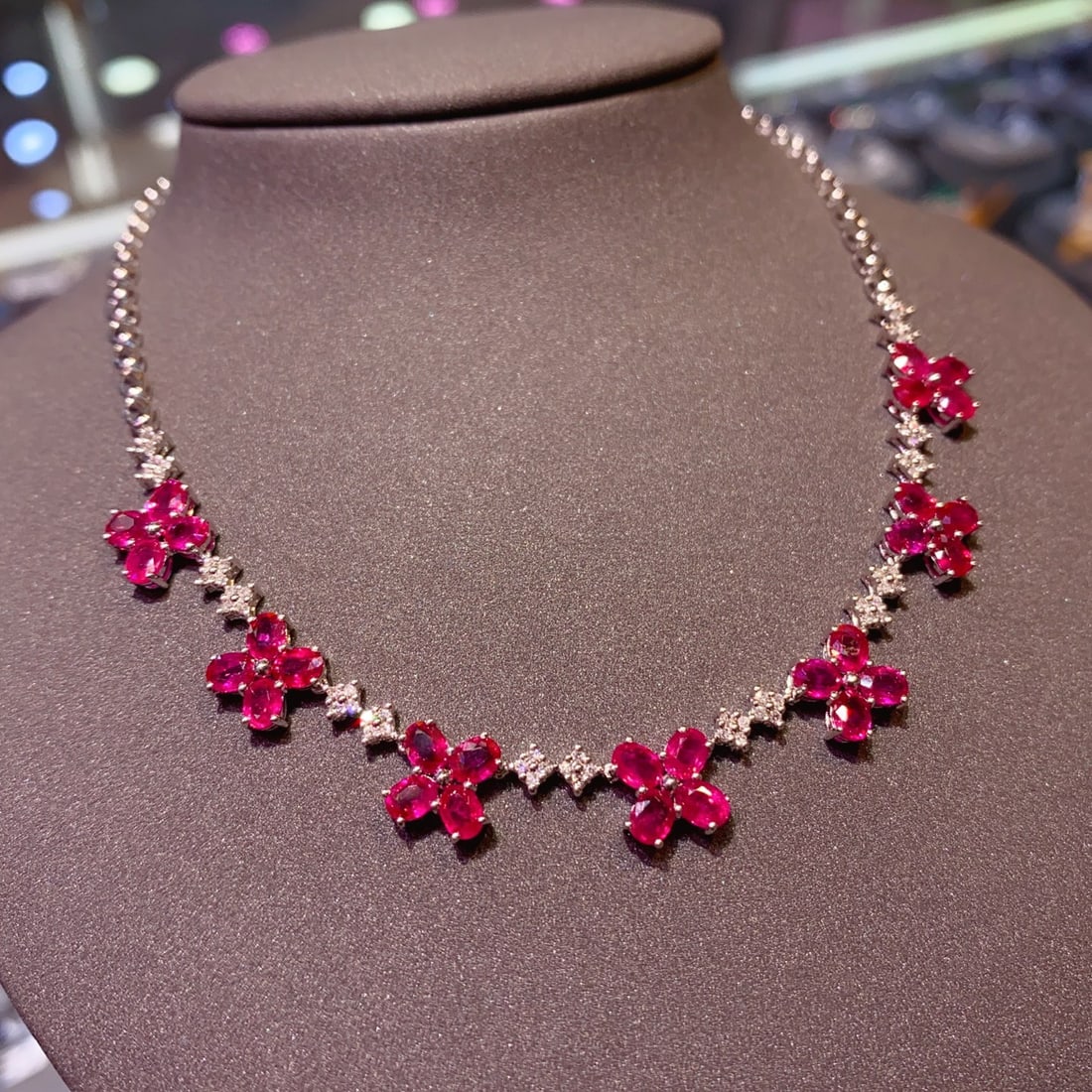 14k Gold 7.21 Ct Natural Ruby & Diamond Necklace - 3