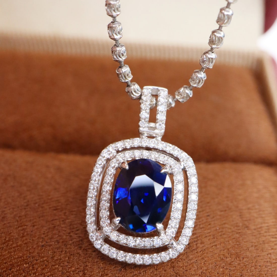 14k Gold 1.35 Ctw Natural Sapphire & Diamond Pendant( Without Chain ) - 2