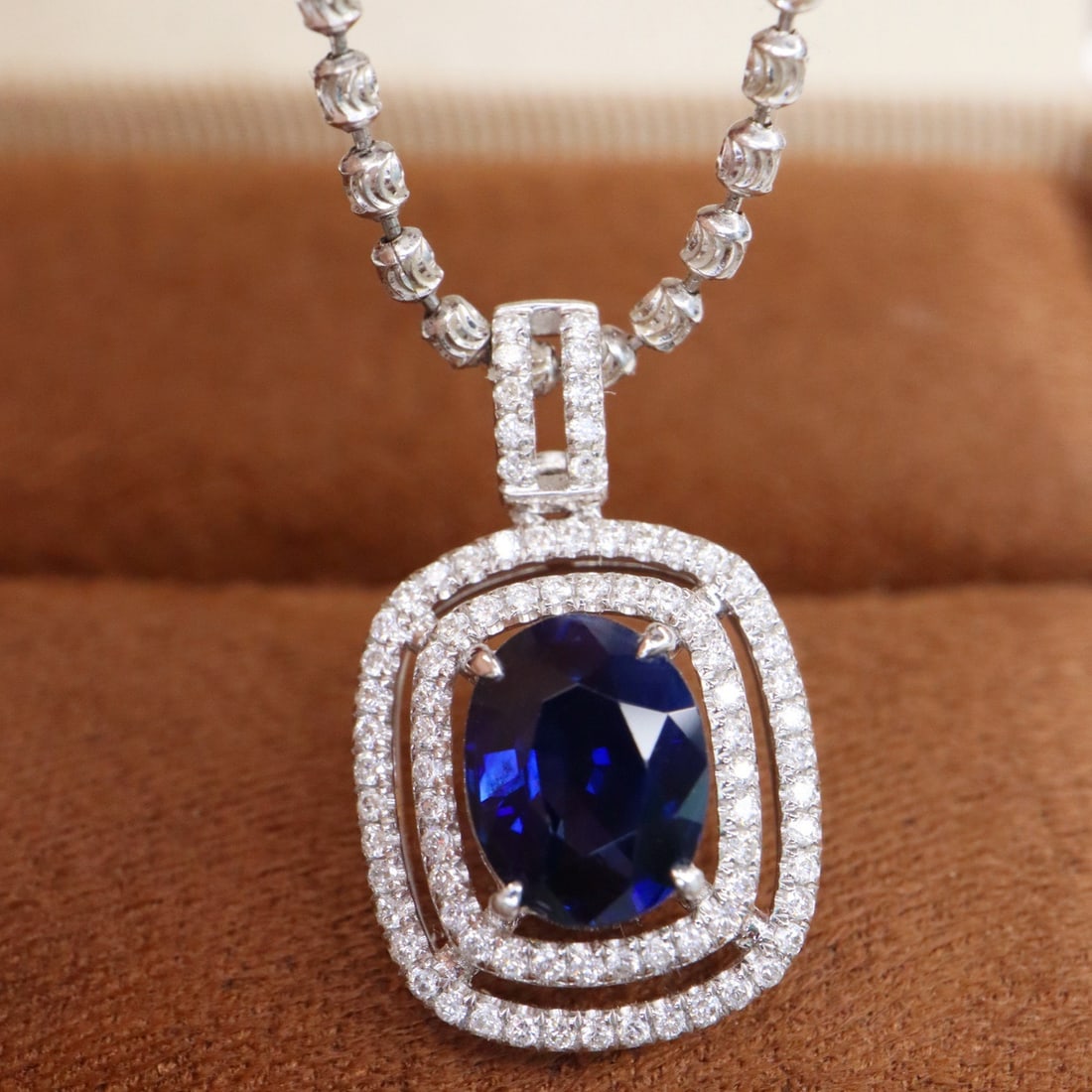14k Gold 1.35 Ctw Natural Sapphire & Diamond Pendant( Without Chain ) - 3