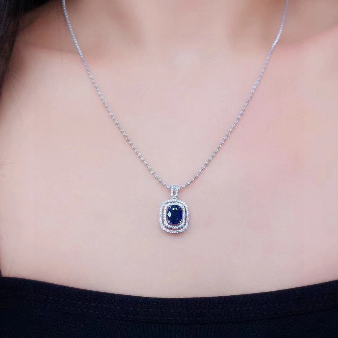 14k Gold 1.35 Ctw Natural Sapphire & Diamond Pendant( Without Chain ) - 5