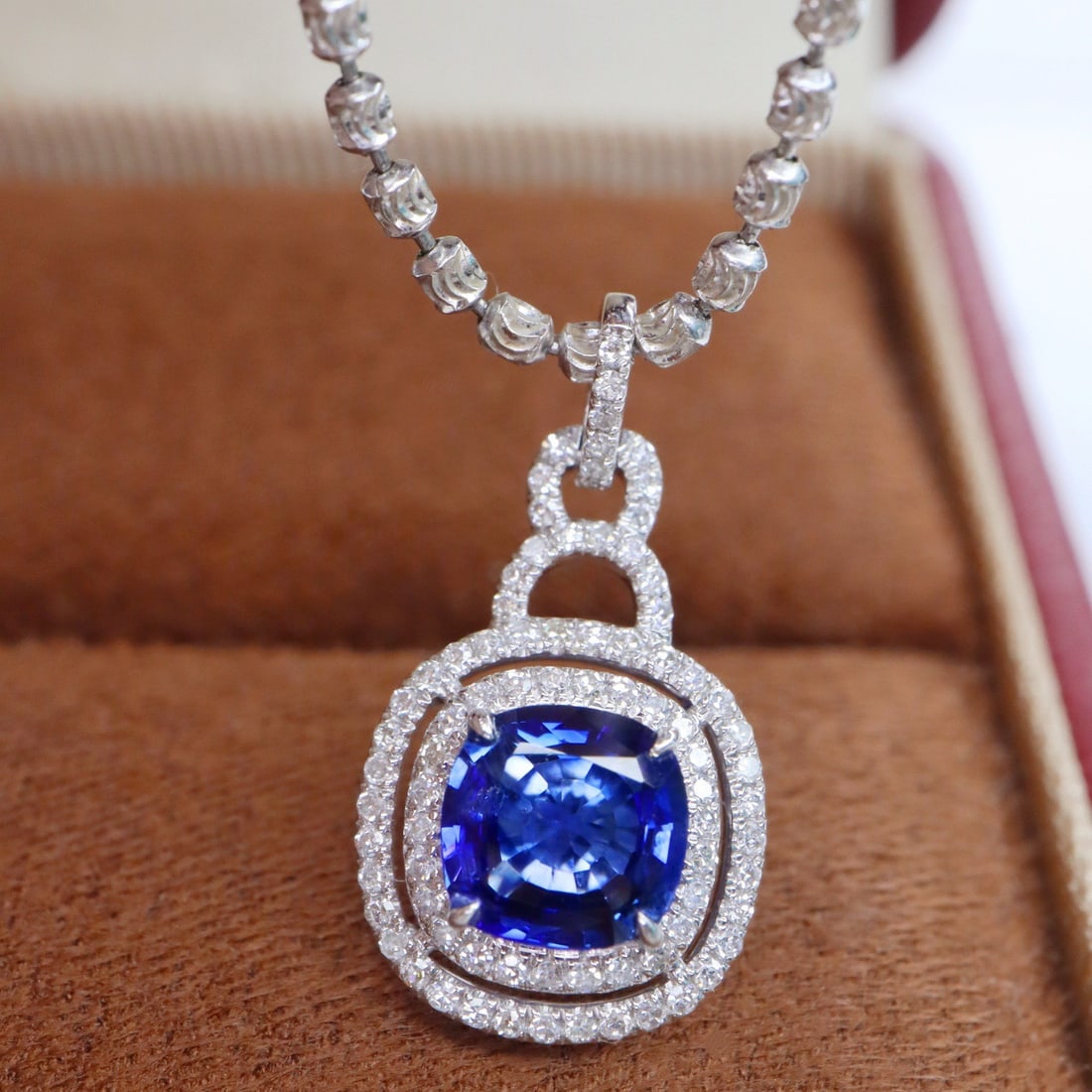 14k Gold 1.36 Ctw Natural Sapphire & Diamond Pendant( Without Chain ) - 2