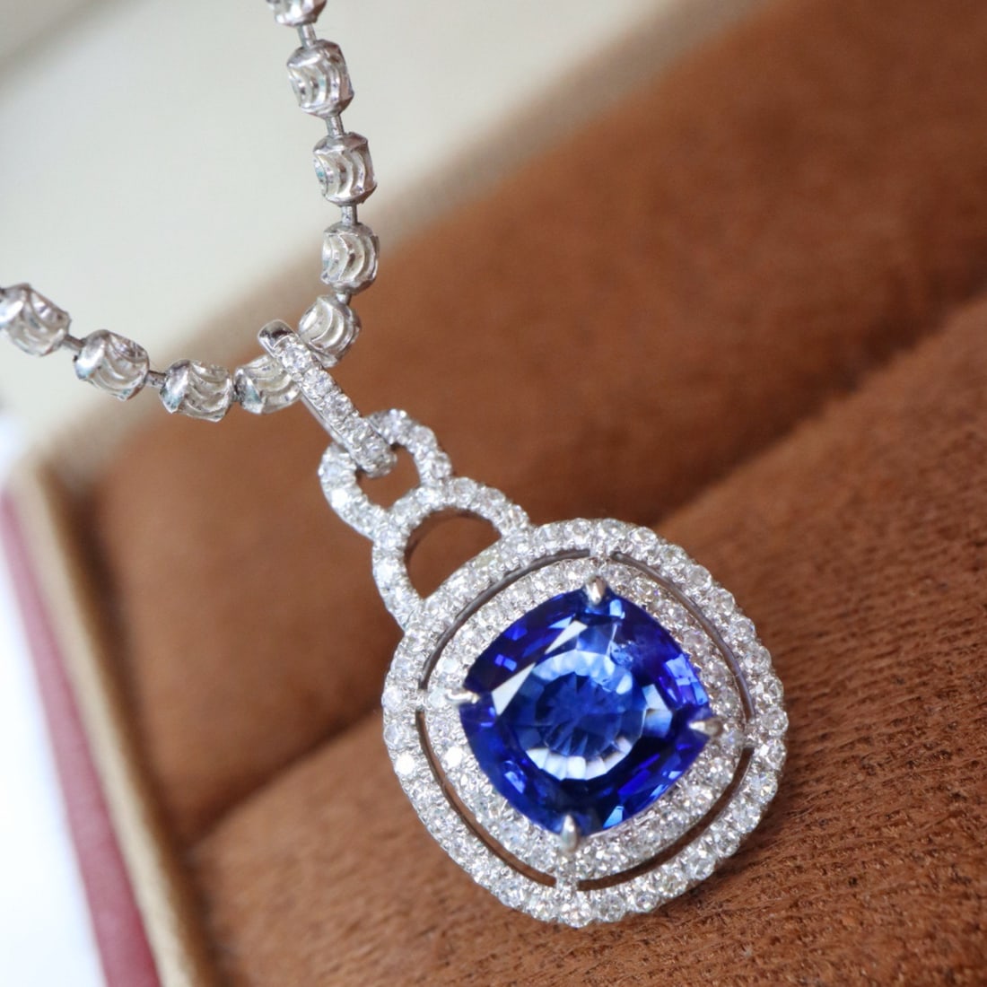 14k Gold 1.36 Ctw Natural Sapphire & Diamond Pendant( Without Chain ) - 4