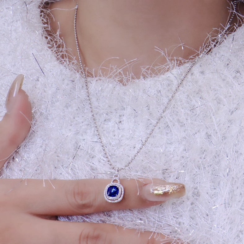 14k Gold 1.36 Ctw Natural Sapphire & Diamond Pendant( Without Chain ) - 5