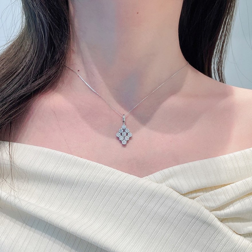 14k Gold 0.75 Ct Natural H Diamond Necklace - 4