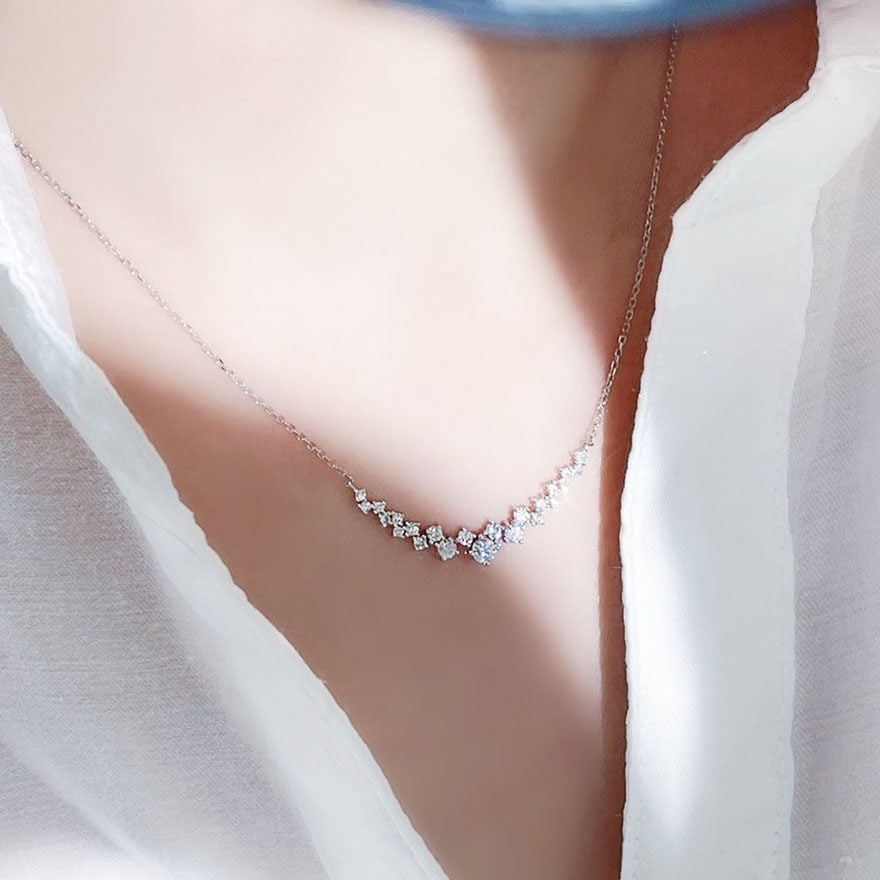 14k Gold 2.4 Ct Natural H Diamond Necklace - 4