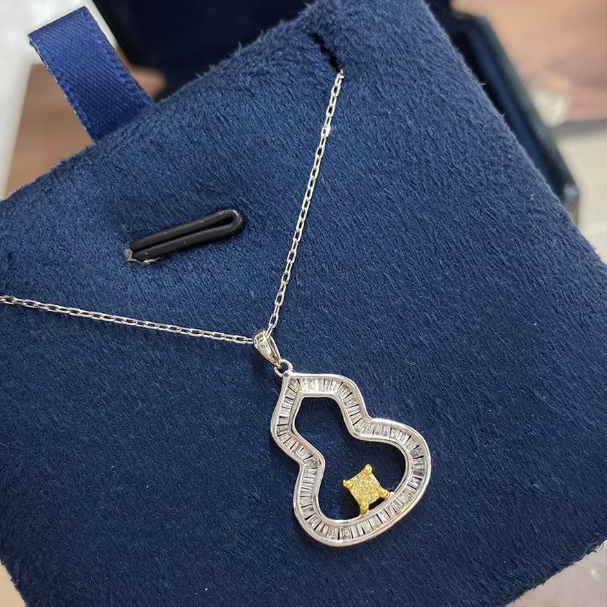 14k Gold 0.38 Ctw Natural Yellow Diamond & Diamond Necklace - 5