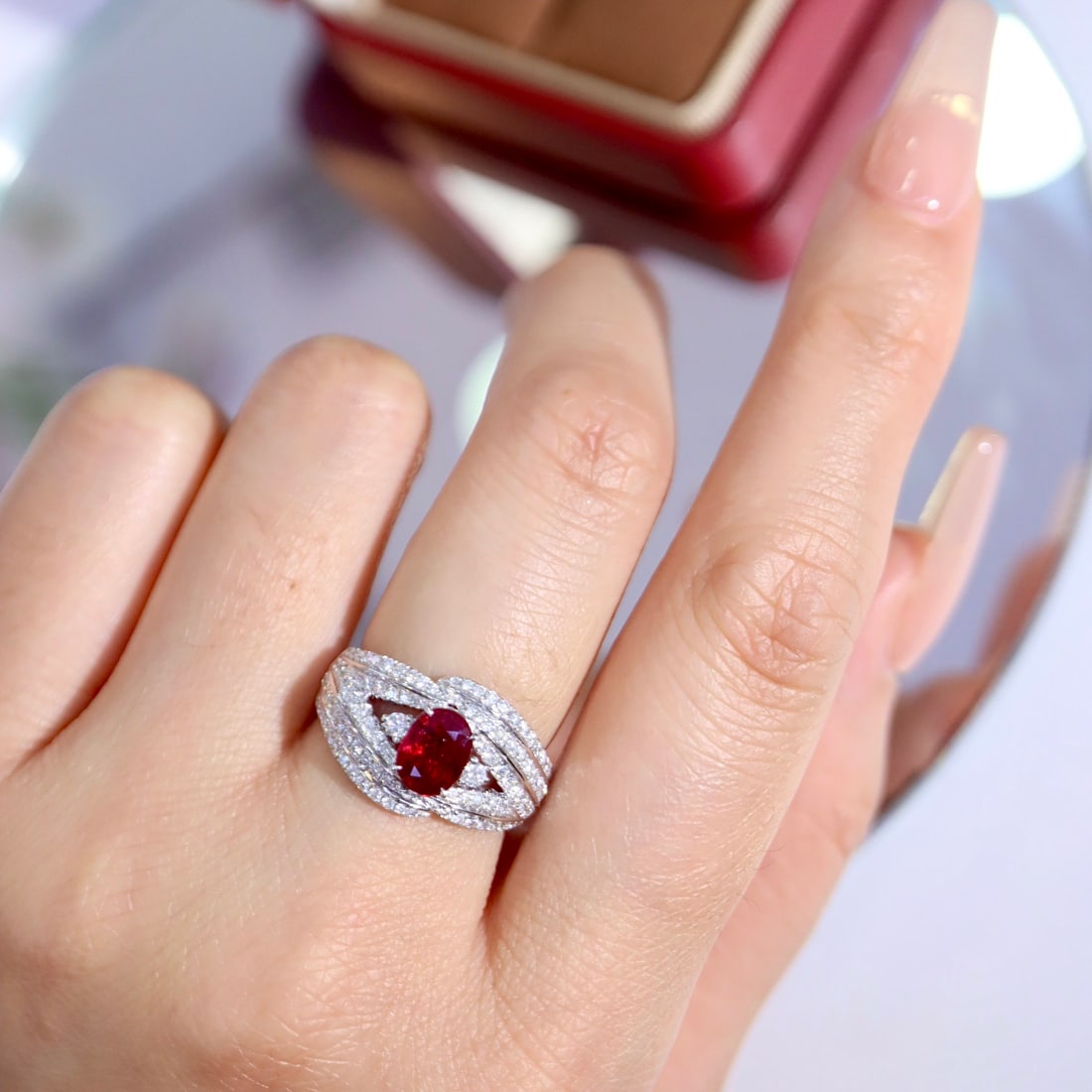 14k Gold 1.64 Ctw Vivid Red Natural Ruby & Diamond Ring - 8