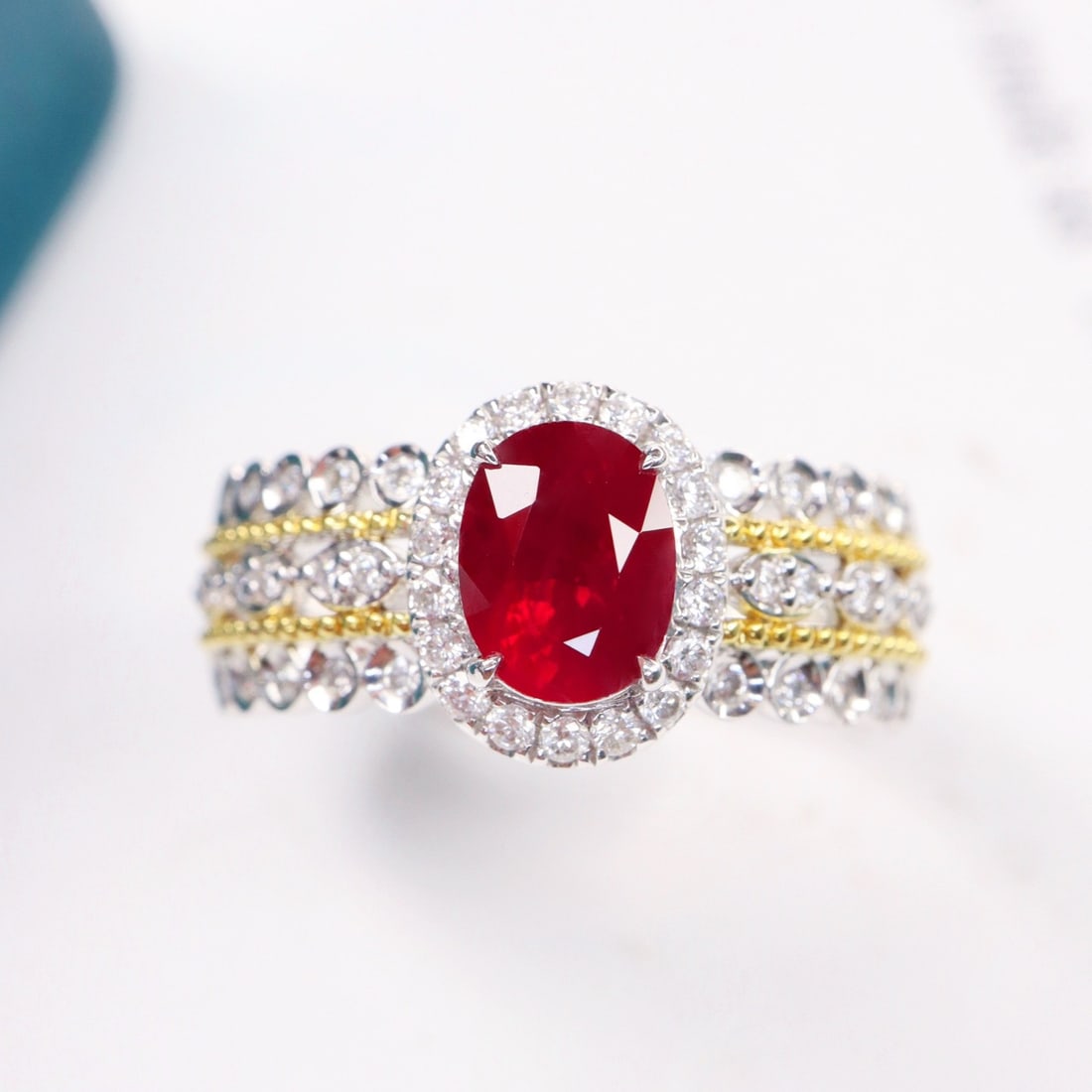 14k Gold 1.46 Ctw Vivid Red Natural Ruby & Diamond Ring - 2