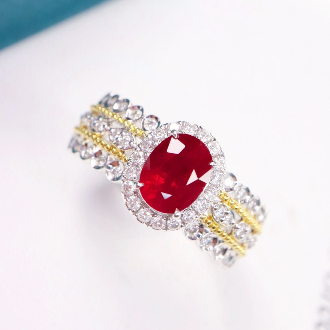 14k Gold 1.46 Ctw Vivid Red Natural Ruby & Diamond Ring - 4