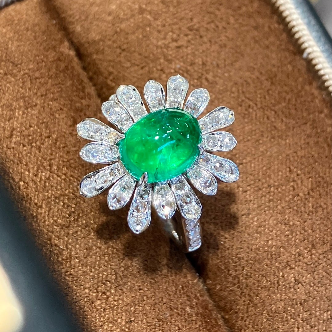 14k Gold 3.28 Ctw Natural Emerald & Diamond Ring - 2