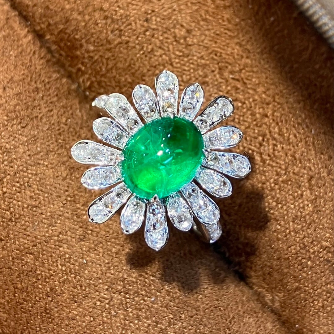 14k Gold 3.28 Ctw Natural Emerald & Diamond Ring - 3