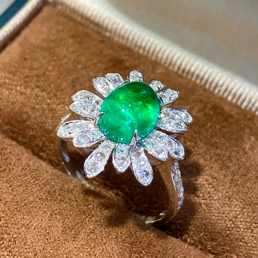 14k Gold 3.28 Ctw Natural Emerald & Diamond Ring - 5