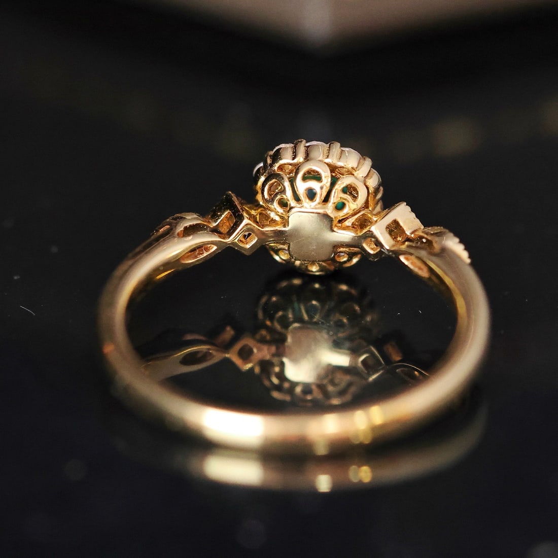 14k Gold 0.53 Ctw Natural Emerald & Diamond Ring - 6