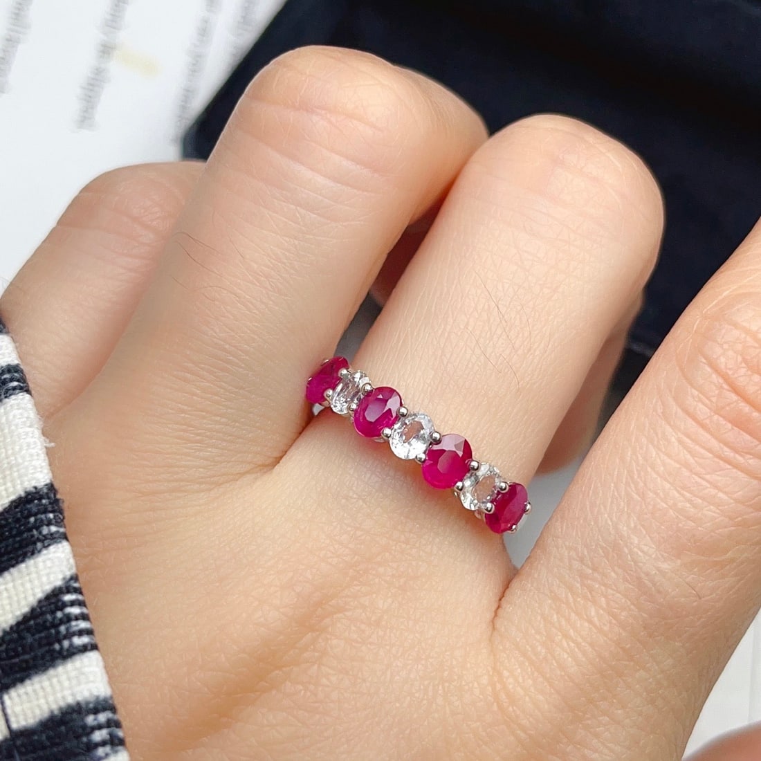 14k Gold 1.20 Ct Natural Ruby & Sapphire Ring - 6