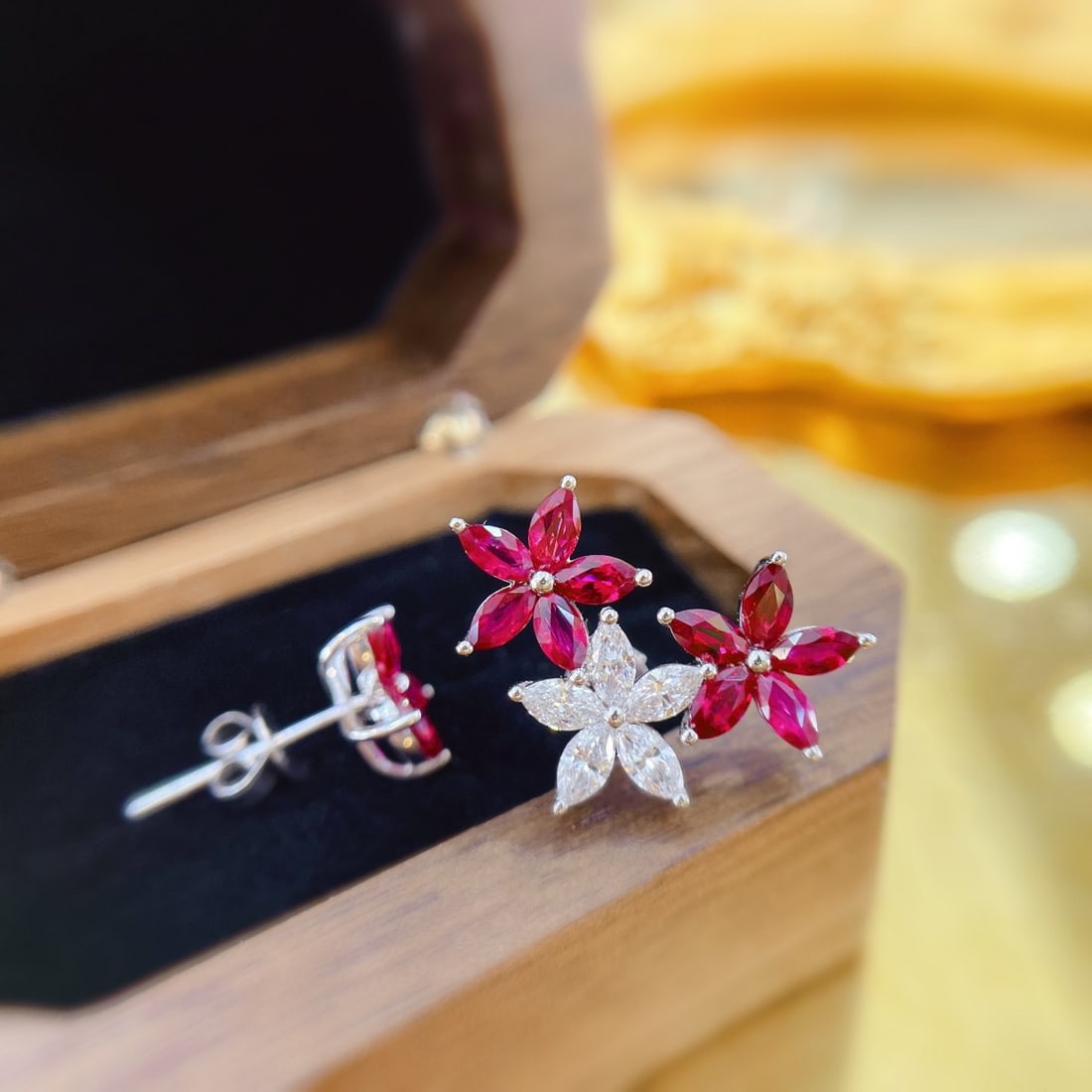 14k Gold 2.03 Ctw Natural Ruby & Diamond Earrings - 2