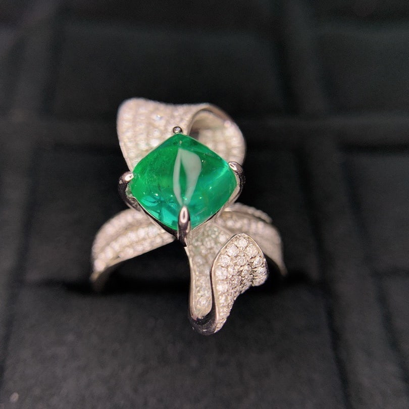 14k Gold 4.53 Ctw Natural Emerald & Diamond Ring - 5