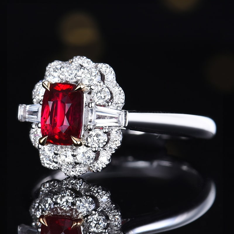 14k Gold 1.36 Ctw Natural Ruby & Diamond Ring - 2