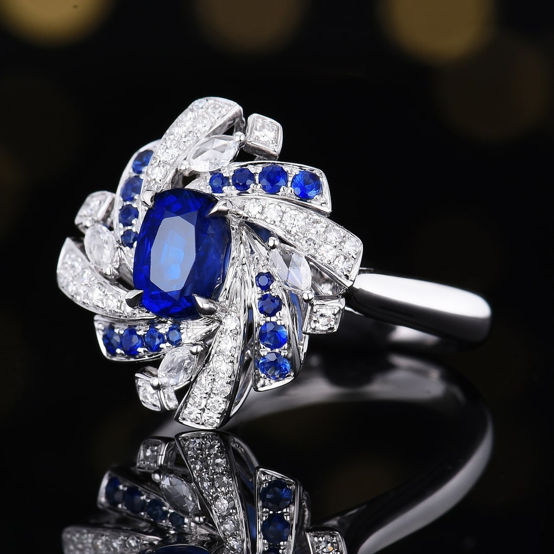 14k Gold 1.88 Ctw Natural Sapphire & Diamond Ring - 2