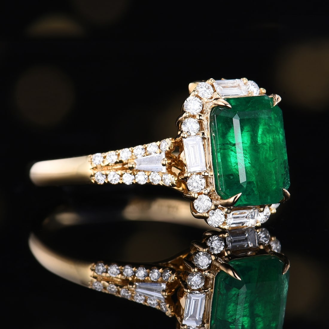 14k Gold 3.09 Ctw Vivid Green Natural Emerald & Diamond Ring/pendant( Without Chain ) - 2