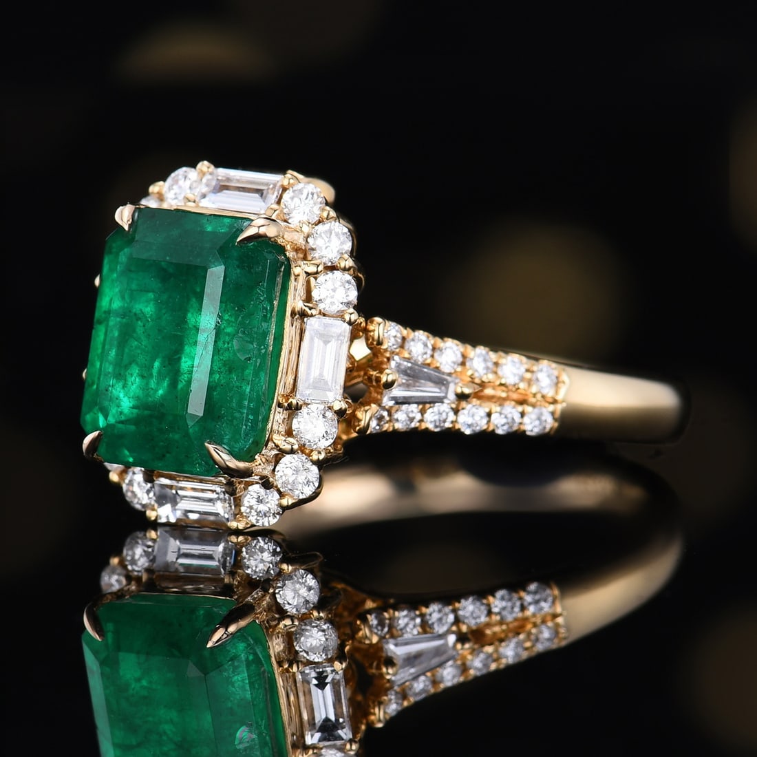 14k Gold 3.09 Ctw Vivid Green Natural Emerald & Diamond Ring/pendant( Without Chain ) - 3