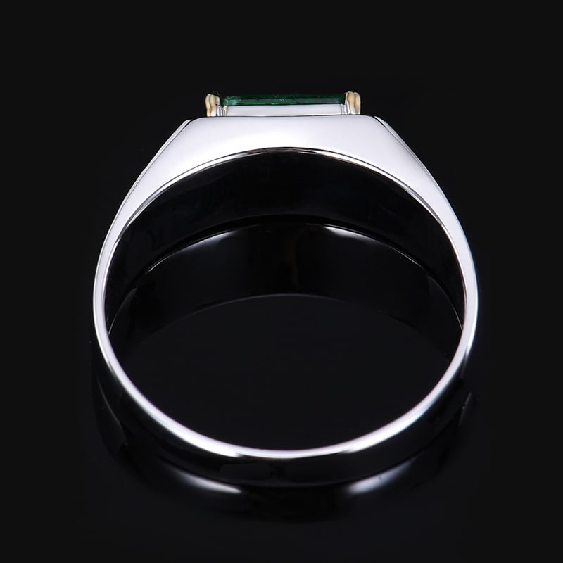 14k Gold 1.66 Ctw Vivid Green Natural Emerald & Diamond & Men¡¯s Ring - 5