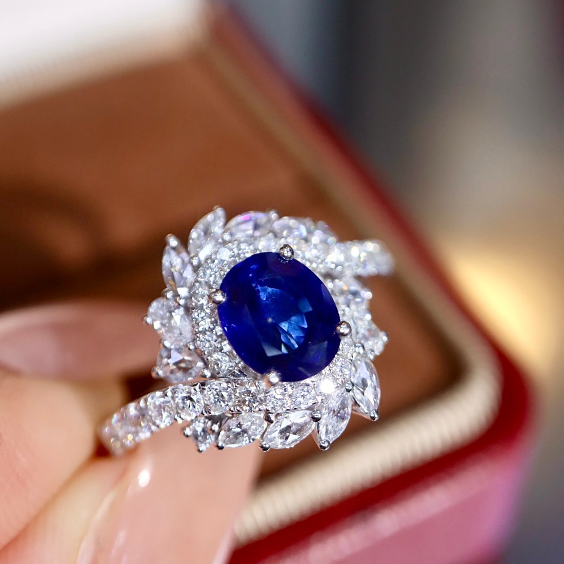 14k Gold 2.31 Ctw Natural Sapphire & Diamond Ring - 3