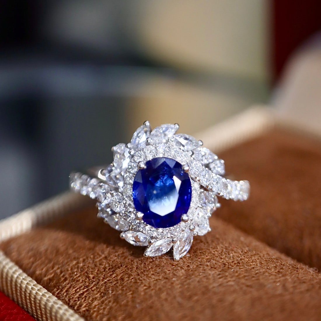 14k Gold 2.31 Ctw Natural Sapphire & Diamond Ring - 5